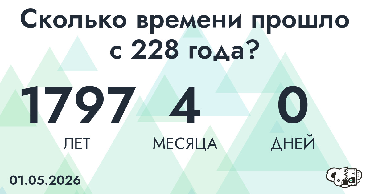 Сколько времени прошло с 228 года?