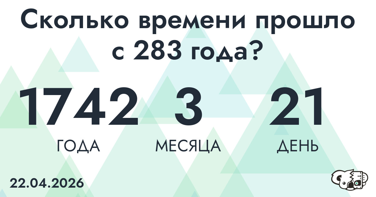 Сколько времени прошло с 283 года?