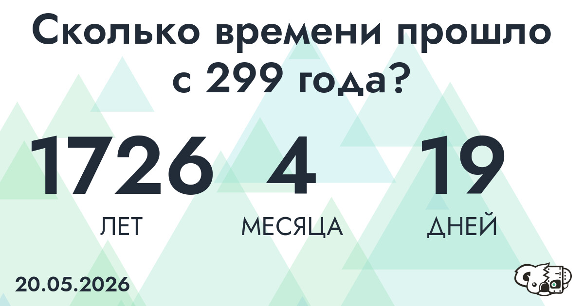 Сколько времени прошло с 299 года?