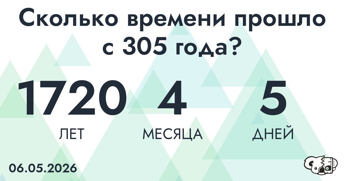Сколько времени прошло с 305 года?