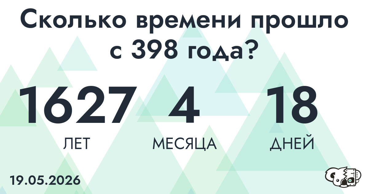Сколько времени прошло с 398 года?
