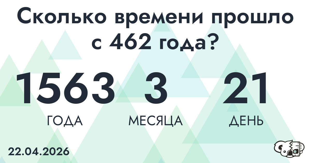 Сколько времени прошло с 462 года?
