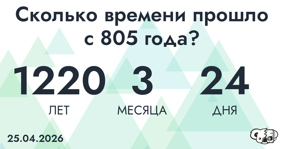 Сколько времени прошло с 805 года?