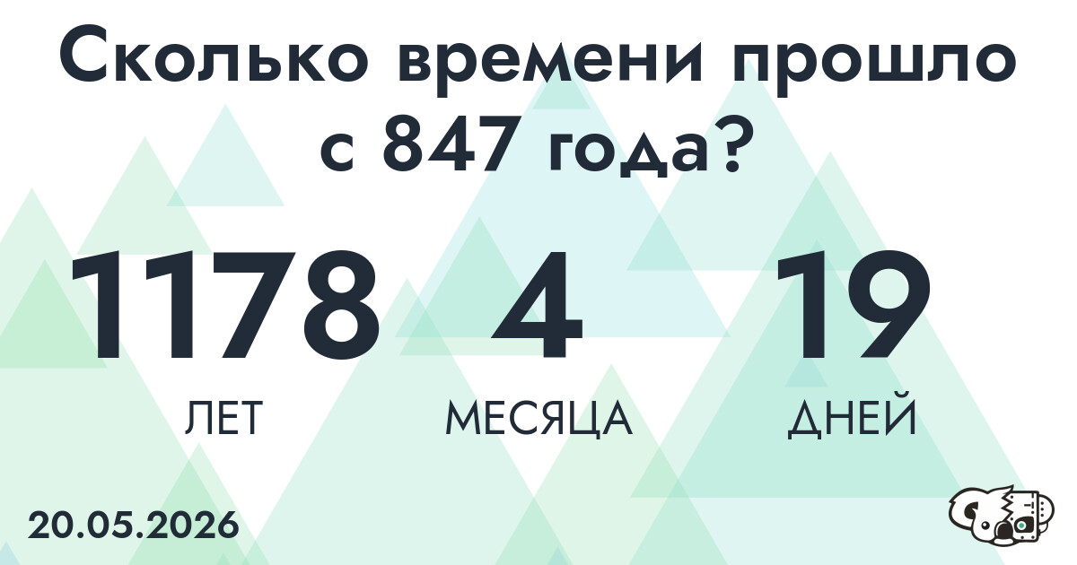 Сколько времени прошло с 847 года?