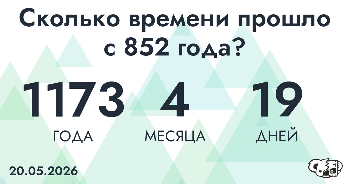 Сколько времени прошло с 852 года?