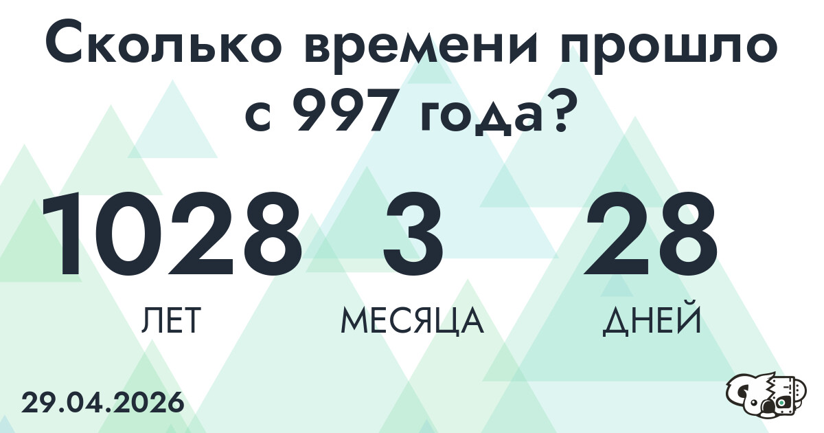 Сколько времени прошло с 997 года?