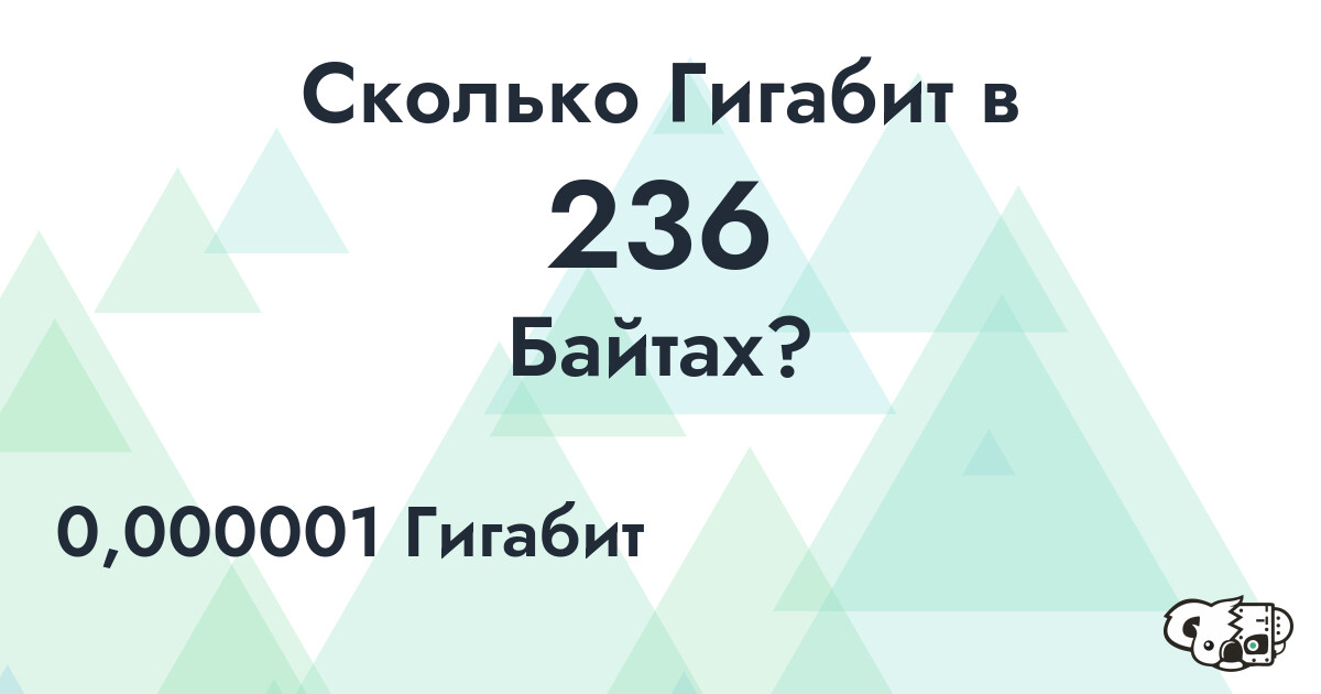 Сколько Гигабит в 236 Байтах?