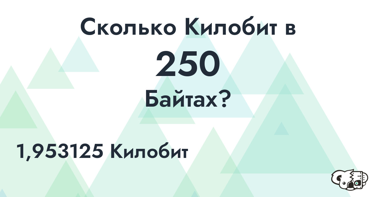 Сколько Килобит в 250 Байтах?